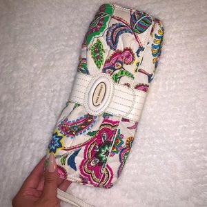 Vera Bradley multi color paisley darling clutch